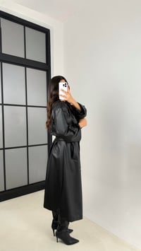 Siyah Kuşaklı Astarlı Premium Deri Trençkot GAUS-00127GAUSTRENÇKOTGAUS-00127