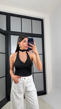 Siyah Boyundan Bağlamalı Bluz GAUS-01565GAUSBLUZGAUS-01565