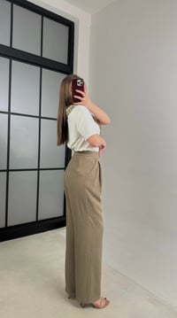 Haki Beli Lastikli Pile Detaylı Tencel Pantolon GAUS-00995GAUSPantsGAUS-00995