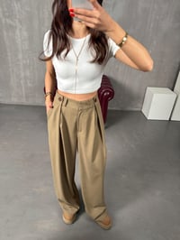 Frank Haki Önden Düğmeli Pileli Bol Poliviskon PantolonGausPANTOLONGU00904263