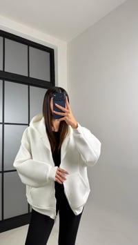 Beyaz Kapüşonlu Şardonlu Hırka GAUS-00828GAUSCardiganGAUS-00828