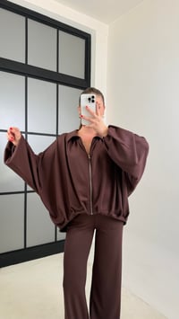 Kahve Bomber Hırka Beli Lastikli Pantolon İkili Takım GAUS-00556GAUSTAKIMGAUS-00556