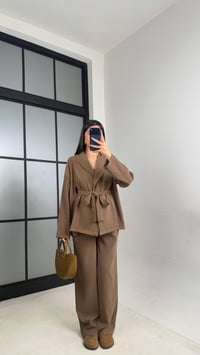 Kahve Kimono Beli Lastikli Pantolon İkili Muadil Takım GAUS-01113GAUSTAKIMGAUS-01113