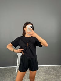 Siyah Sis Önden Dekolteli TshirtGausTSHIRTGU008325