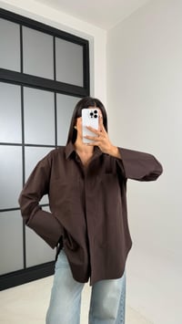 Acı Kahve Gizli Düğmeli Kol Katlamalı Poplin Gömlek GAUS-00449GAUS القمصان GAUS-00449