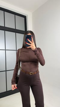 Kahve Drape Detaylı Transparan Bluz GAUS-01005GAUSBLUZGAUS-01005