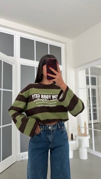 Yeşil Şeritli Baskılı Sweatshirt GAUS-02121 GAUS-02311GAUSSWEATSHIRTGAUS-02311