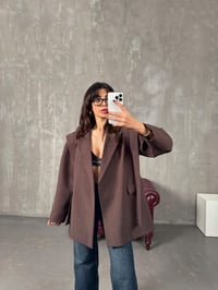Nessi Kahve Vatkalı Kuşaklı Astarlı CeketGausCEKETGU1009