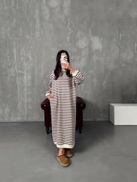 Bueno Bordo Beyaz Çizgili ElbiseGausELBİSEGU00904159