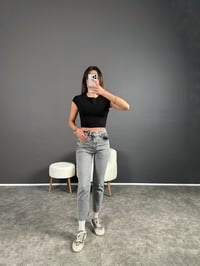 ZR Açık Füme Kesik Paça High Waist JeanGausDENİM PANTOLONGU004142