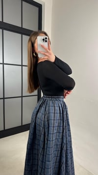 Lacivert Beli Lastikli Pileli Ekose Desenli Etek GAUS-01056GAUSSkirtGAUS-01056