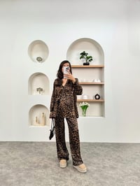 Lavi Kahve Leopar Saten Bağlamalı TakımGausTAKIMGU00903574