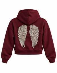 Mürdüm Kanat İşlemeli Kapüşonlu Sweatshirt GAUS-02052GAUSSweatshirtGAUS-02052