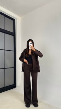 Acı Kahve Kapüşonlu Hırka Beli Lastikli Pantolon İkili Premium Takım GAUS-0075GAUSTAKIMGAUS-0075