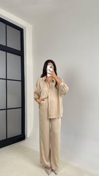 Vizon Gömlek Beli Lastikli Pantolon İkili Premium Saten Takım GAUS-0074GAUSTAKIMGAUS-0074