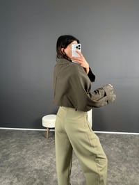 Haki Crop Yasara Kol TrençGausCEKETGU004576