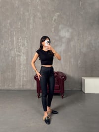 Vespera Siyah Mumlu Dar Paça PantolonGausPANTOLONGU10017