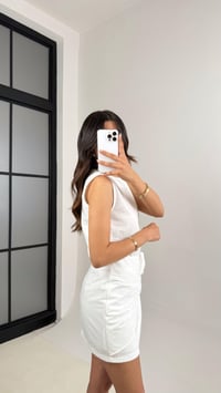 Beyaz Bluz Fiyonk Detaylı Etek İkili Tencel Takım Gaus00525GausTAKIMGU1002232