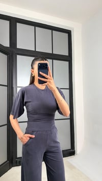 Lacivert Bluz Beli Lastikli Pantolon Muadil Takım GAUS-01547GAUSTAKIMGAUS-01547
