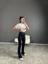 Penny Lacivert Yüksek Bel Kanca Düğmeli İspanyol PantolonGausPANTOLONGU0004306