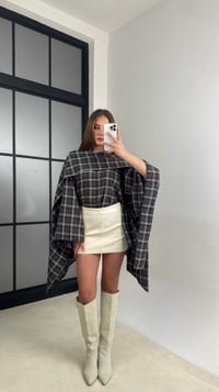 Antrasit Ekose Desenli Şal Detaylı Pelerin Panço GAUS-01153GAUSPançoGAUS-01153