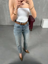 Eris Koyu Mavi Kemerli Kesik Paça JeanGausDENİM PANTOLONGU100939