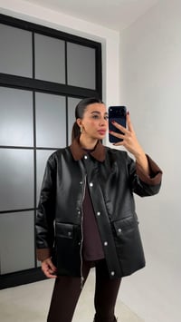 Siyah Kadife Yakalı Astarlı Deri Ceket GAUS-00671GAUSCEKETGAUS-00671