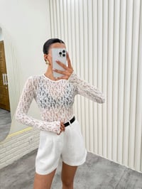 Beyaz Uzun Kol Dantelli Transparan Bluz Gaus00288GausBLUZGU1001668