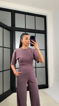 Mürdüm Bluz Beli Lastikli Pantolon Muadil Takım GAUS-01547GAUSTAKIMGAUS-01547