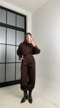 Acı Kahve Gömlek Paça Lastikli Pantolon İkili Takım GAUS-01114GAUSTAKIMGAUS-01114