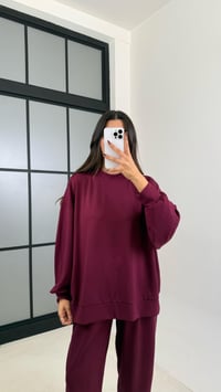 Bordo Uzun Kol Kazak Beli Lastikli Pantolon İkili Modal Kumaş Takım GAUS-00135GAUSTAKIMGAUS-00135