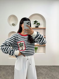SHG Çizgili Cep Detaylı Bisiklet Yaka SweatshirtGausSWEATSHIRTGU0090384