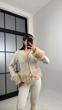 Bej Kürk Detaylı Çıtçıt Düğmeli Hırka GAUS-01040GAUSHIRKAGAUS-01040