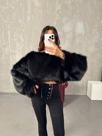 Evas Siyah Muadil Kürk SweatGausSWEATSHIRTGU00903943
