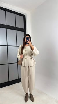 Taş Düğmeli Kuşaklı Ceket Beli Lastikli Şalvar İkili Premium Selanik Takım GAUS-00777GAUSTAKIMGAUS-00777