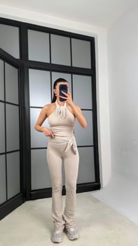 Bej OYS Model Fiyonk Detaylı Crop Tayt Takım GAUS-01407GAUSTAKIMGAUS-01407