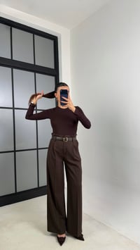 Acı Kahve Pile Detaylı Kemerli Kumaş Pantolon GAUS-00695GAUSPANTOLONGAUS-00695