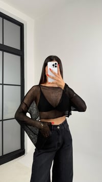 Siyah Kolu Volanlı Merserize Bluz GAUS-0061GAUSBLUZGAUS-0061