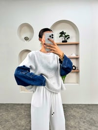 Pera Gri Denim Kol Detaylı SweatshirtGausSWEATSHIRTGU00903528