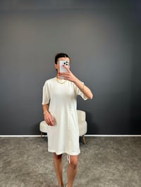 Ekru Yandan Büzgülü Elbise GausELBİSEGU004343