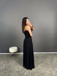 Merio Siyah Askılı İspanyol Elbise GausELBİSEGU008457
