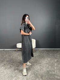 Vogi Füme Premium Kalite Oversize Uzun Kemerli Kot Elbise GausELBİSEGU004501