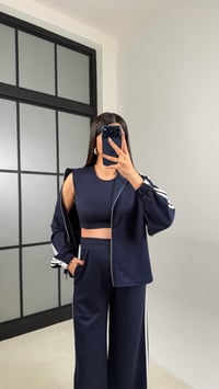 Lacivert 3'lü Şerit Detaylı Modal Takım GAUS-01140GAUSTAKIMGAUS-01140