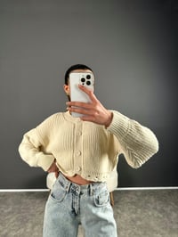 ZR Model Ekru Crop HırkaGausHIRKAGU004213