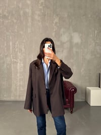 Anna Kahve Çizgili Astarlı Blazer CeketGausCEKETGU00903914