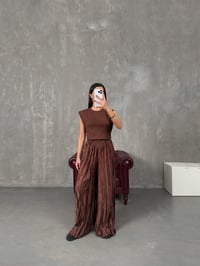 Helori Kahve Rahat Kırışık PantolonGausPANTOLONGU100554