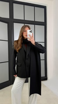 Siyah Çizgili Şal Detaylı Blazer Ceket GAUS-01167GAUSCEKETGAUS-01167