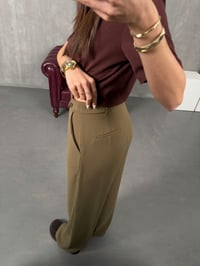 Layra Haki Yandan Düğme Detaylı Kumaş PantolonGausPANTOLONGU100332