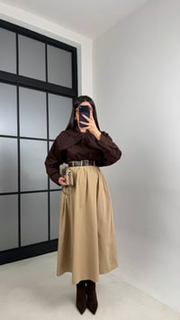 Camel Cepli Kemerli Etek GAUS-00996GAUSSkirtGAUS-00996