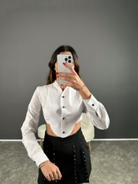 Tasarım Premium Beyaz Crop Gömlek GausGÖMLEKGU004392